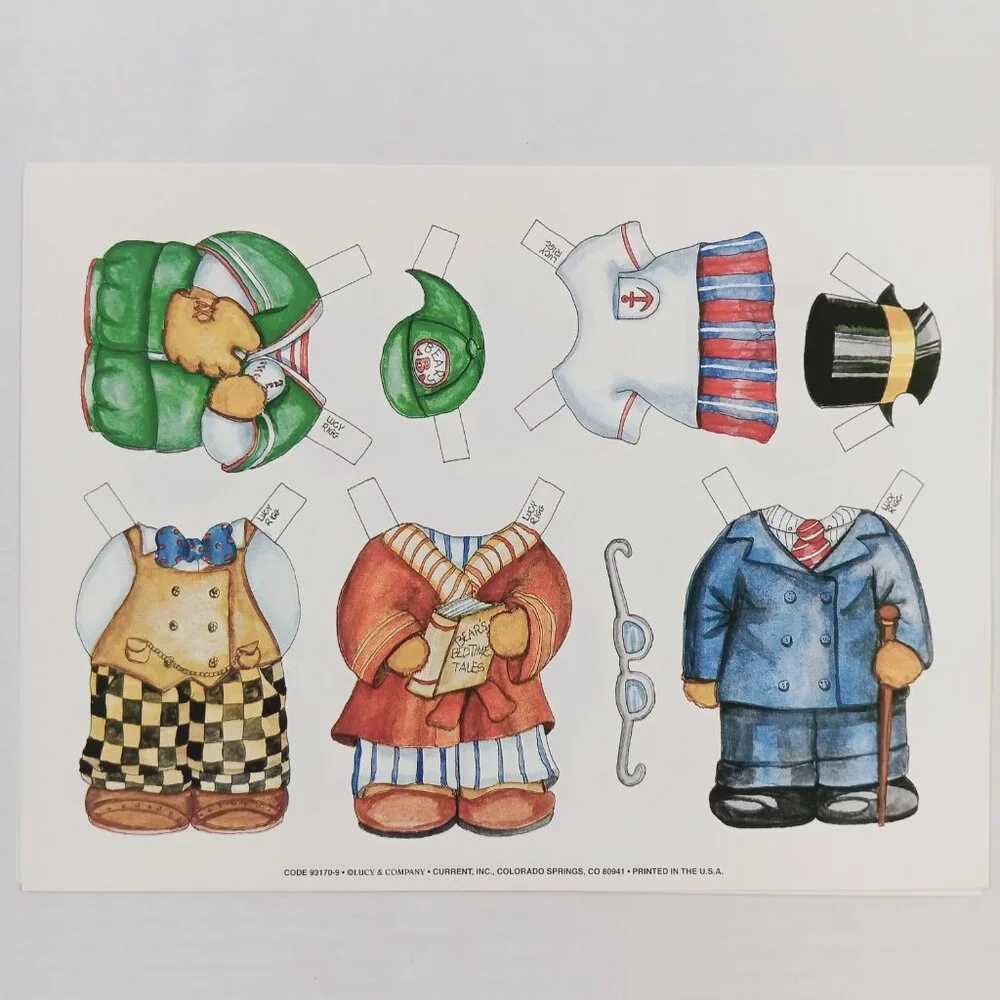 Current Lucy & Company Paper Doll Set Bears Family 6 Sheets in Folder